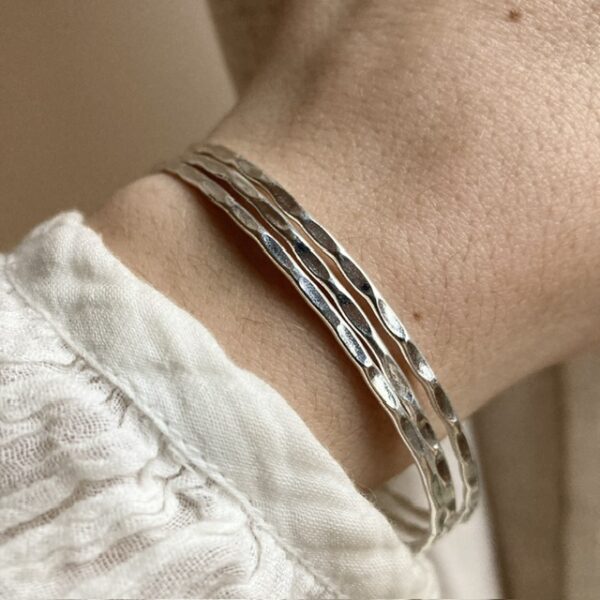 3x sterling silver stacking bangles