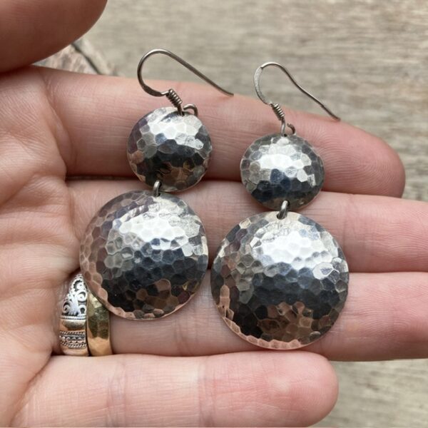 Vintage hammered sterling silver earrings