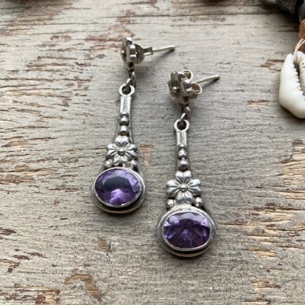 Vintage sterling silver amethyst earrings