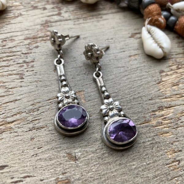 Vintage sterling silver amethyst earrings