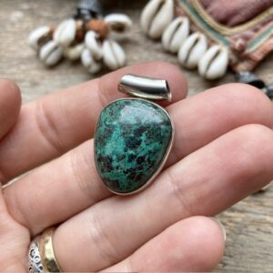 Vintage sterling silver and Chrysocolla pendant