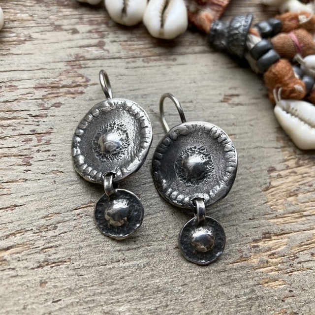 Vintage textured sterling silver earrings