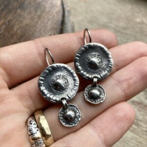 Vintage textured sterling silver earrings