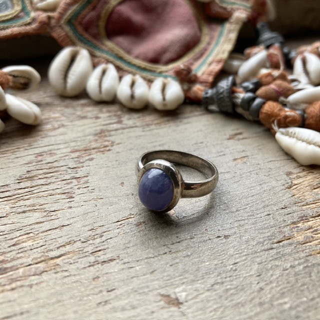 Vintage sterling silver blue agate ring