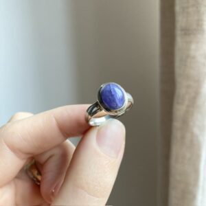 Vintage sterling silver blue agate ring