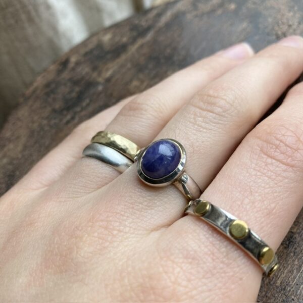 Vintage sterling silver blue agate ring