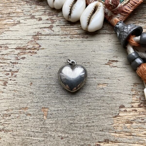 Vintage sterling silver puffy heart pendant