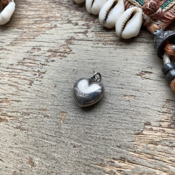 Vintage sterling silver puffy heart pendant