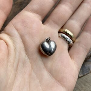 Vintage sterling silver puffy heart pendant