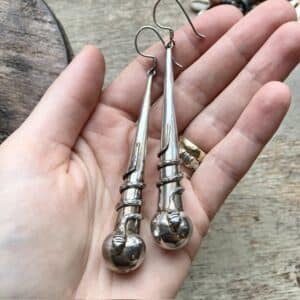 Vintage sterling silver dangly snake earrings