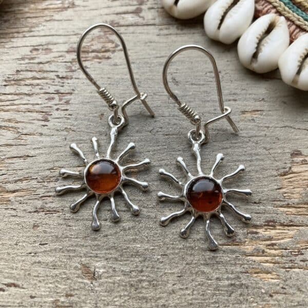 Vintage sterling silver sunburst earrings