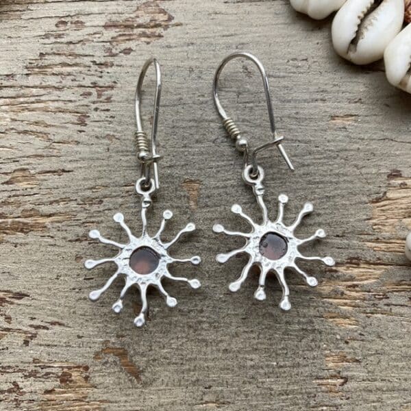 Vintage sterling silver sunburst earrings