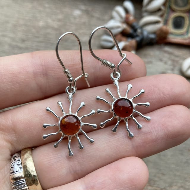 Vintage sterling silver sunburst earrings