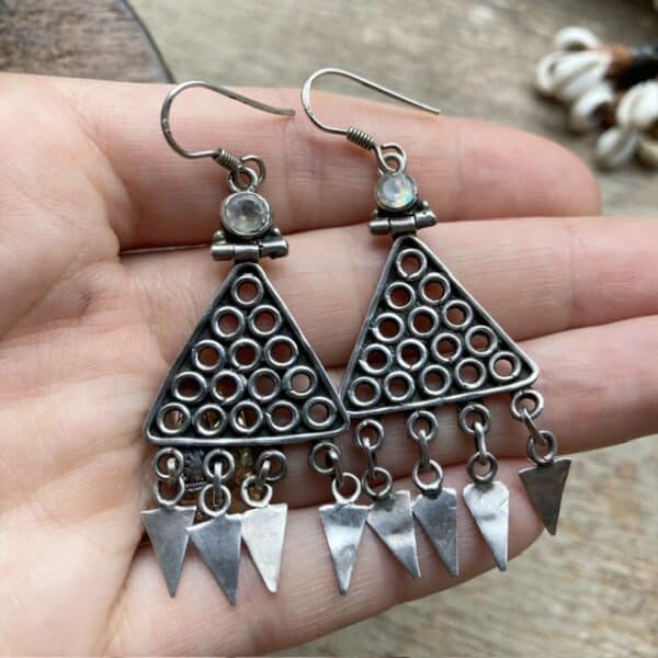 Vintage ornate sterling silver dangly earrings