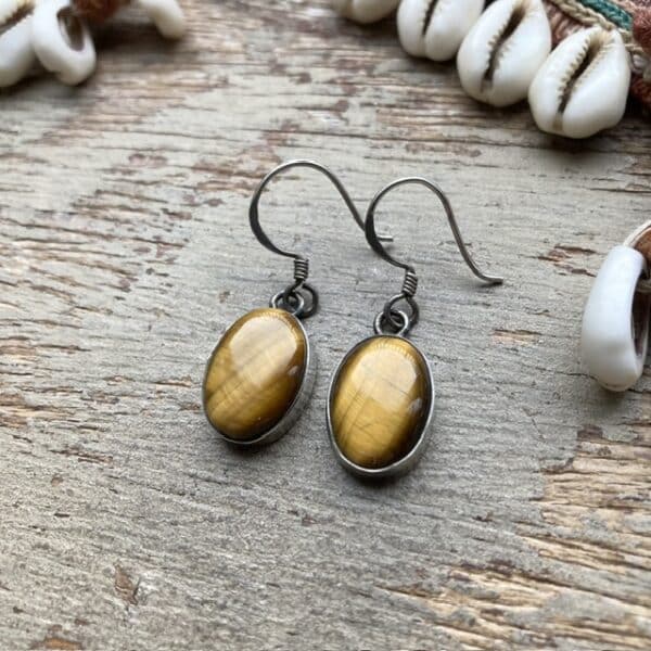 Vintage sterling silver tiger’s eye earrings