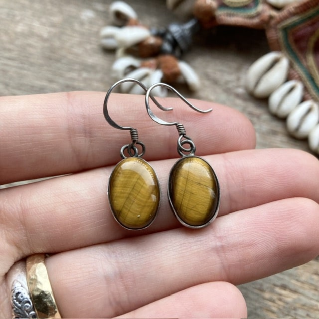 Vintage sterling silver tiger’s eye earrings