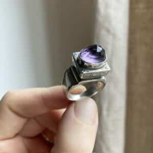 Vintage sterling silver amethyst crystal ring