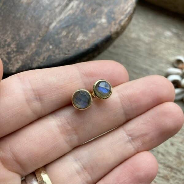 Silver gilt labradorite earrings