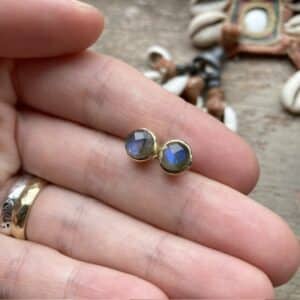 Silver gilt labradorite earrings