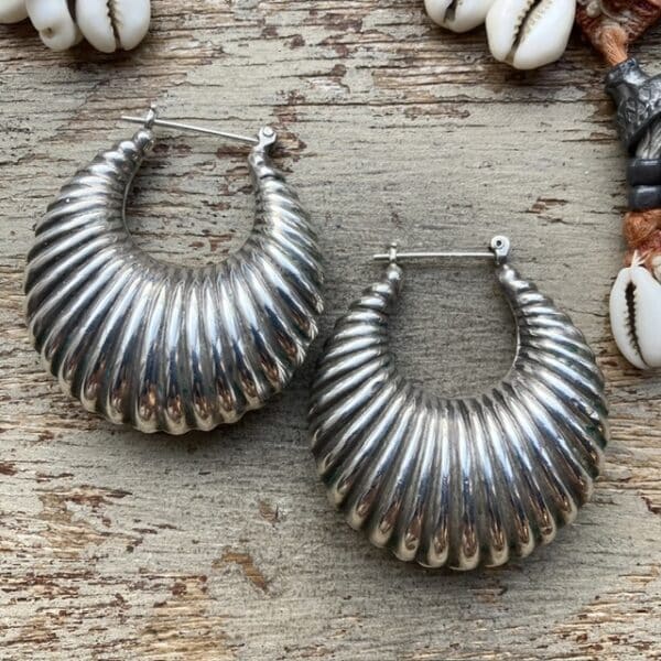 Large vintage sterling silver Creole hoops