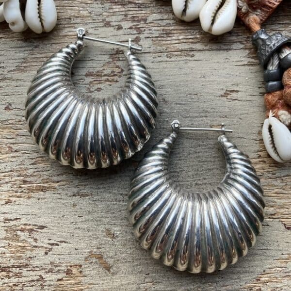 Large vintage sterling silver Creole hoops