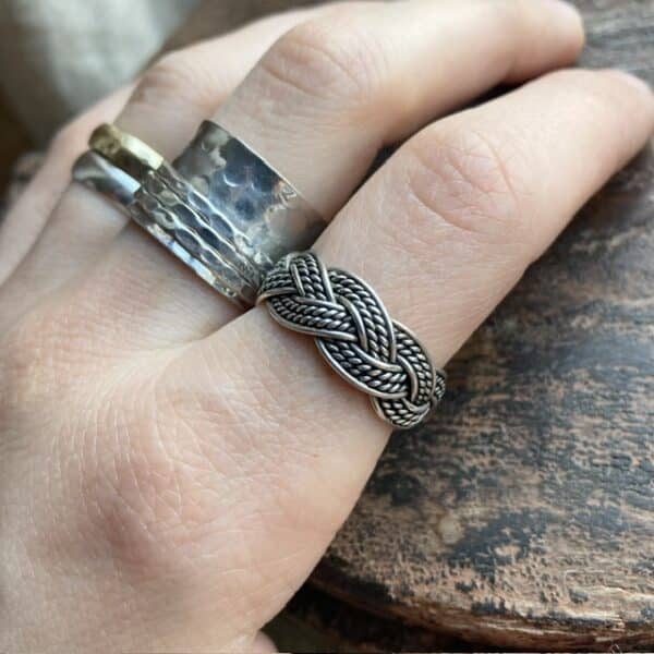 Vintage sterling silver plaited ring