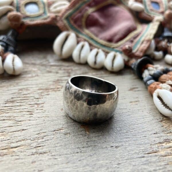 Vintage hammered solid silver ring