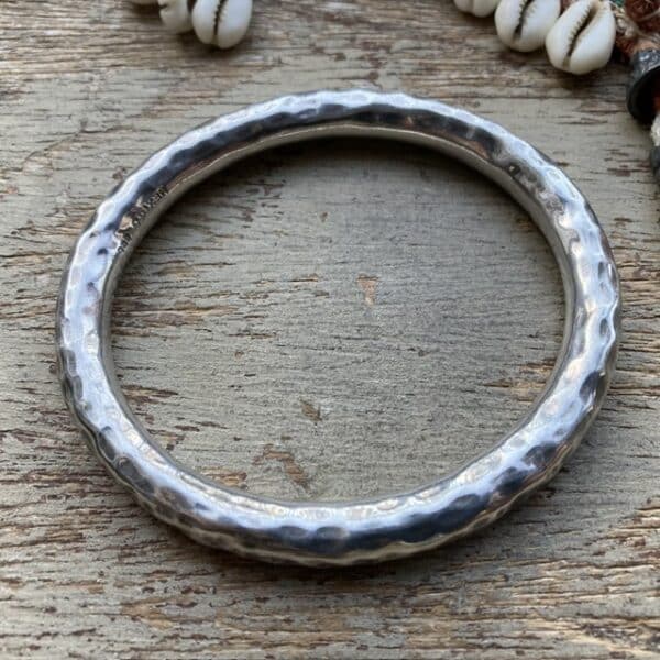 Vintage Mexican heavy sterling silver hammered bangle