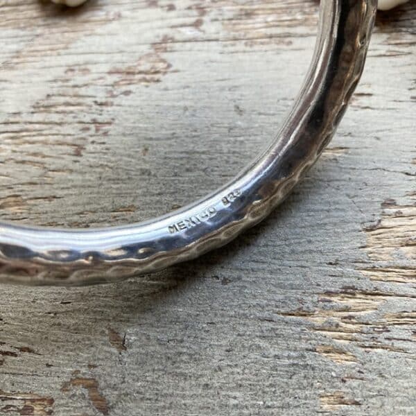 Vintage Mexican heavy sterling silver hammered bangle