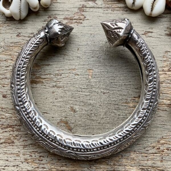 Vintage Nepalese ornate sterling silver bangle