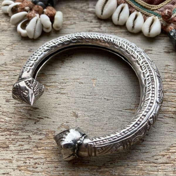 Vintage Nepalese ornate sterling silver bangle