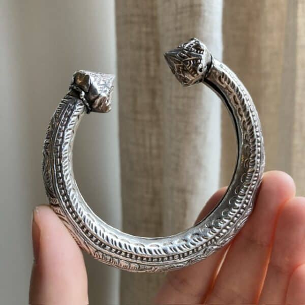 Vintage Nepalese ornate sterling silver bangle