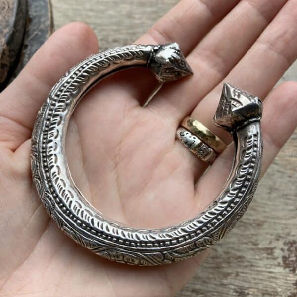 Vintage Nepalese ornate sterling silver bangle