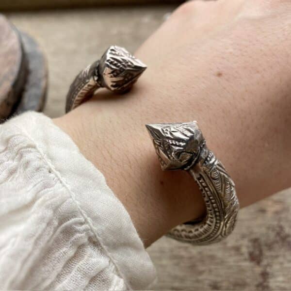 Vintage Nepalese ornate sterling silver bangle