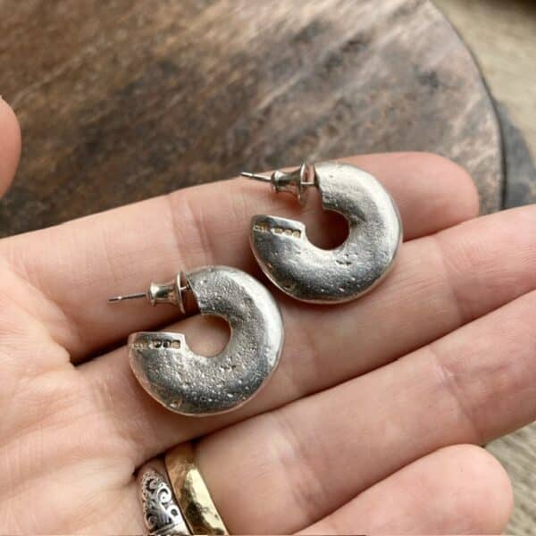 Vintage heavy solid silver hoops