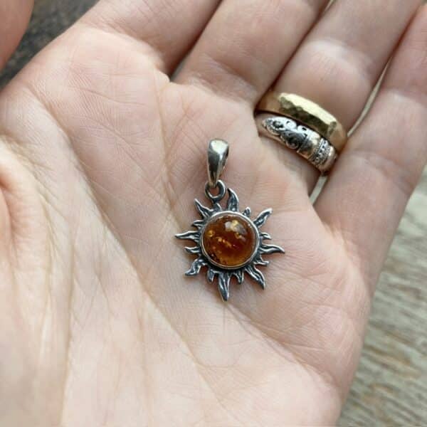 Vintage sterling silver sun pendant