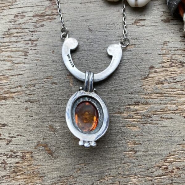 Vintage sterling silver amber necklace