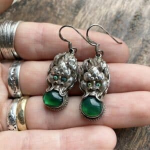 Vintage Tibetan sterling silver dragon earrings