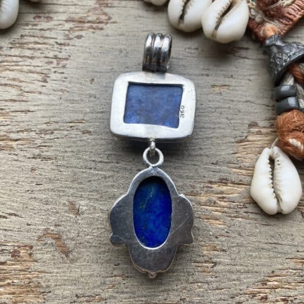 Vintage sterling silver and lapis lazuli pendant