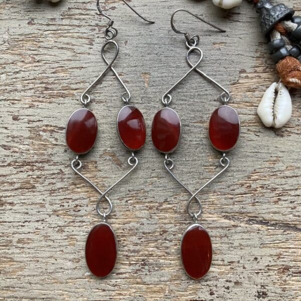 Vintage sterling silver carnelian earrings