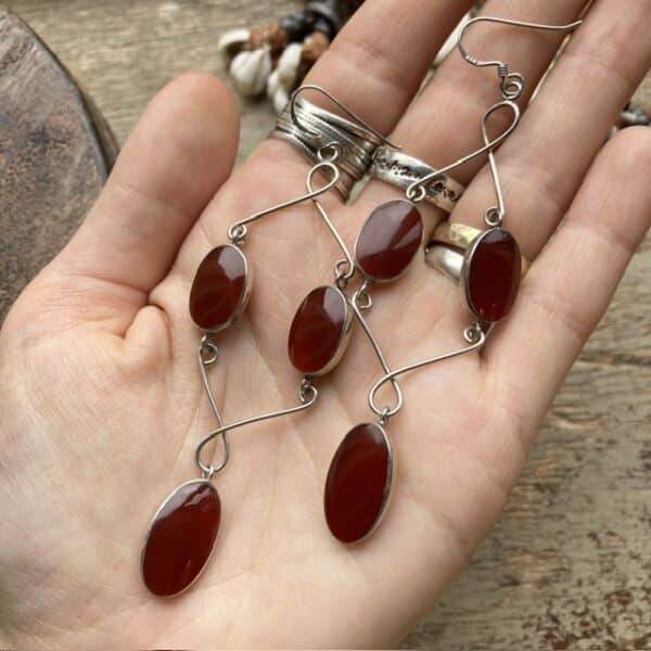 Vintage sterling silver carnelian earrings