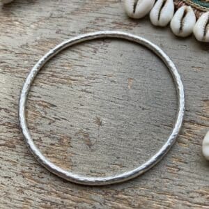 Vintage hammered solid silver bangle