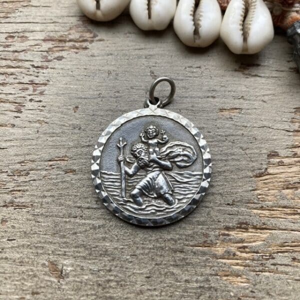 Vintage sterling silver St Christopher pendant