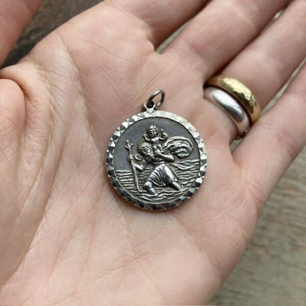 Vintage sterling silver St Christopher pendant