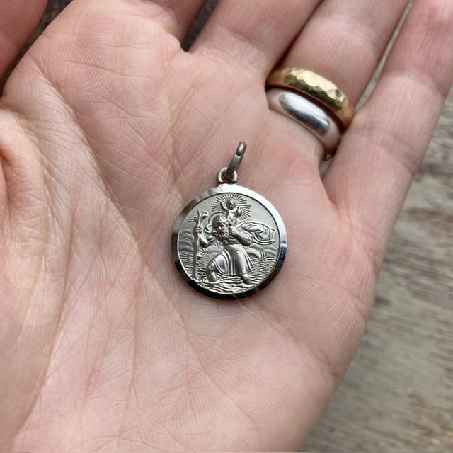 Vintage sterling silver St Christopher pendant