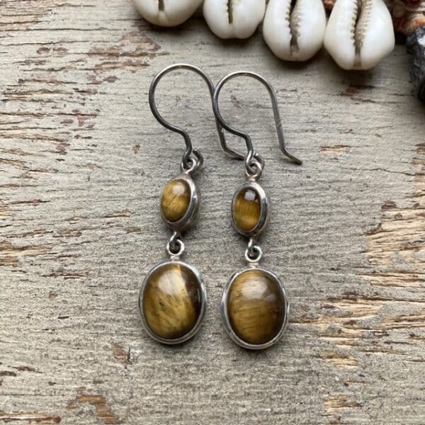 Vintage sterling silver tiger’s eye earrings