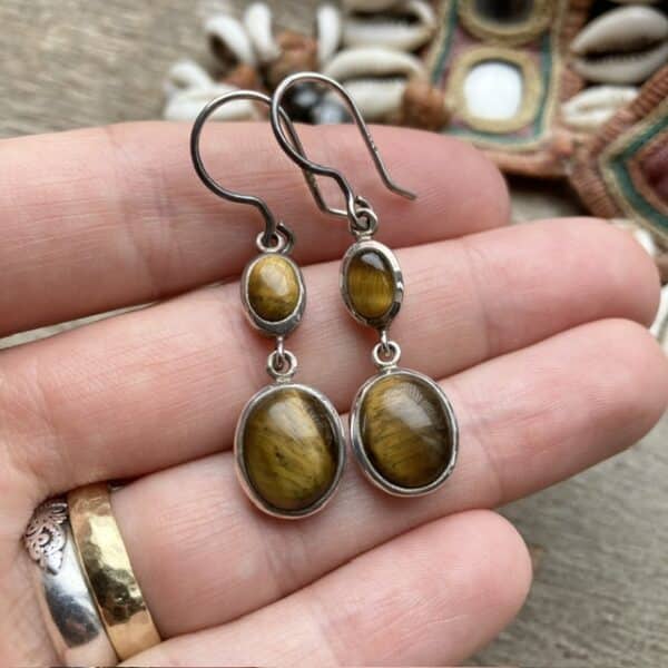 Vintage sterling silver tiger’s eye earrings