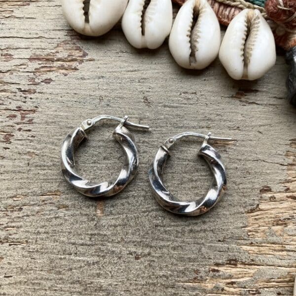 Vintage sterling silver twisted hoops