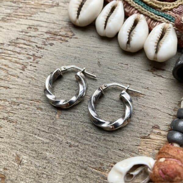 Vintage sterling silver twisted hoops