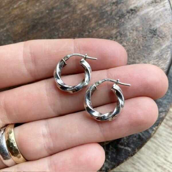 Vintage sterling silver twisted hoops